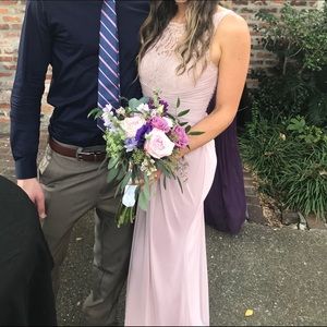 David’s Bridal Bridesmaid Dress LONG MESH DRESS WITH CORDED LACE